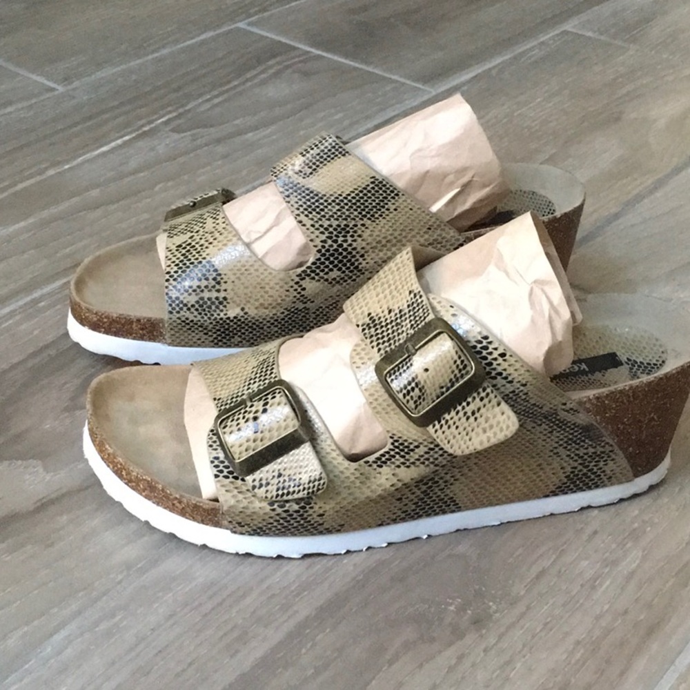 Leather Kensie Python Print Platform Sandals - image 1